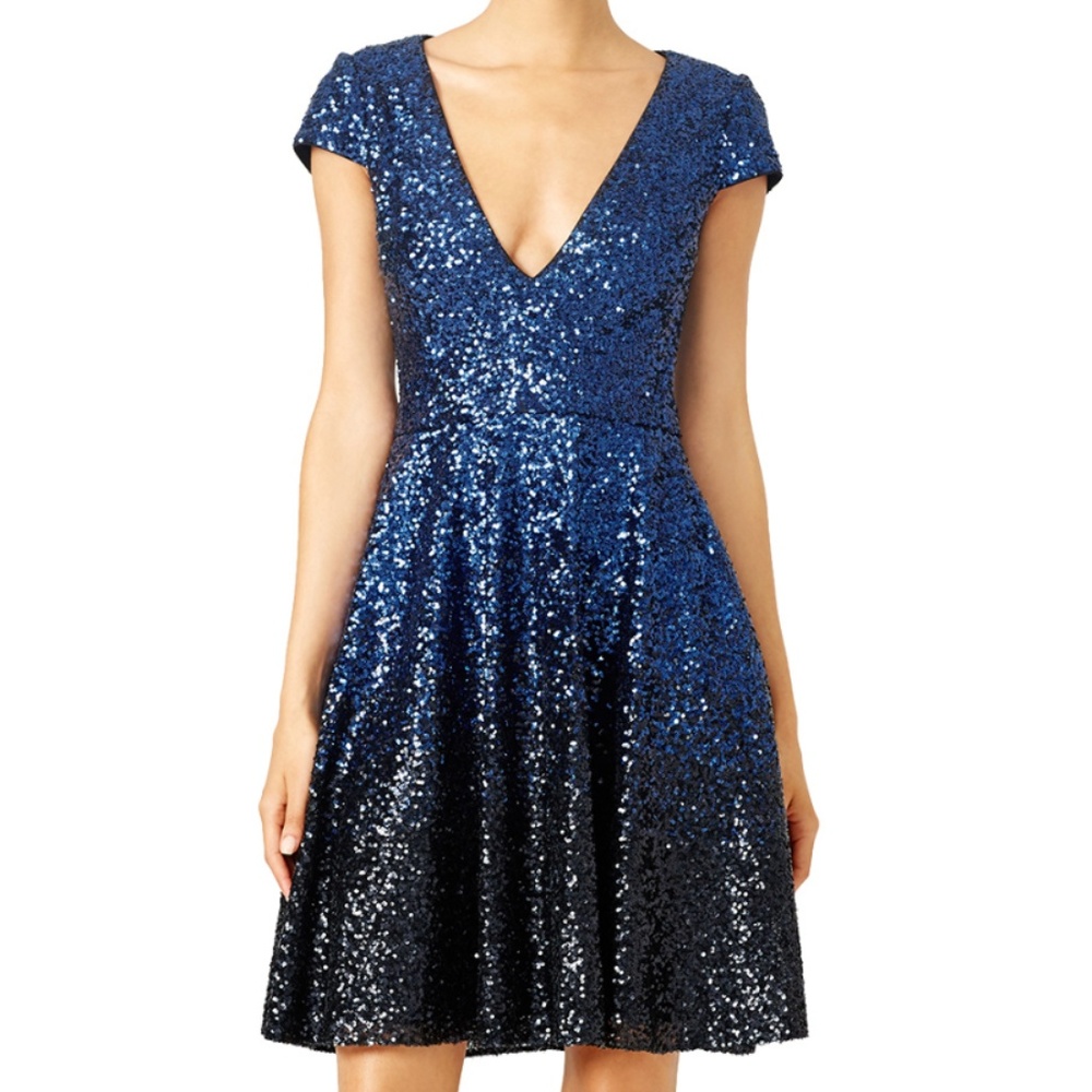 Badgley Mischka Natasha Ombre Sequin Skater Dress